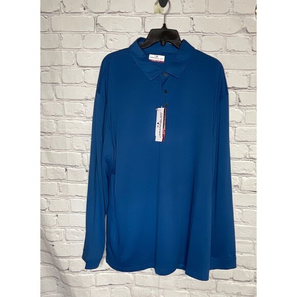 Grand Slam Performance Men's Long Sleeve Jacquard Golf Polo Shirt Med Imperial B - Picture 1 of 12